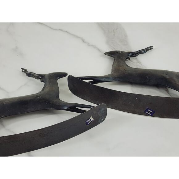 African Antelope Deer Gazelle Metal Rocking Rustic Crafted 9" Brown Decor x2 - Picture 11 of 13